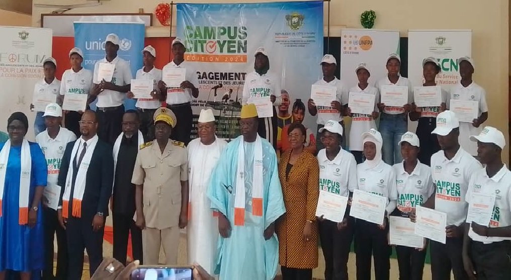 Korhogo-Programme campus citoyen : 402 jeunes bénéficiaires reçoivent leurs attestations de fin de formation