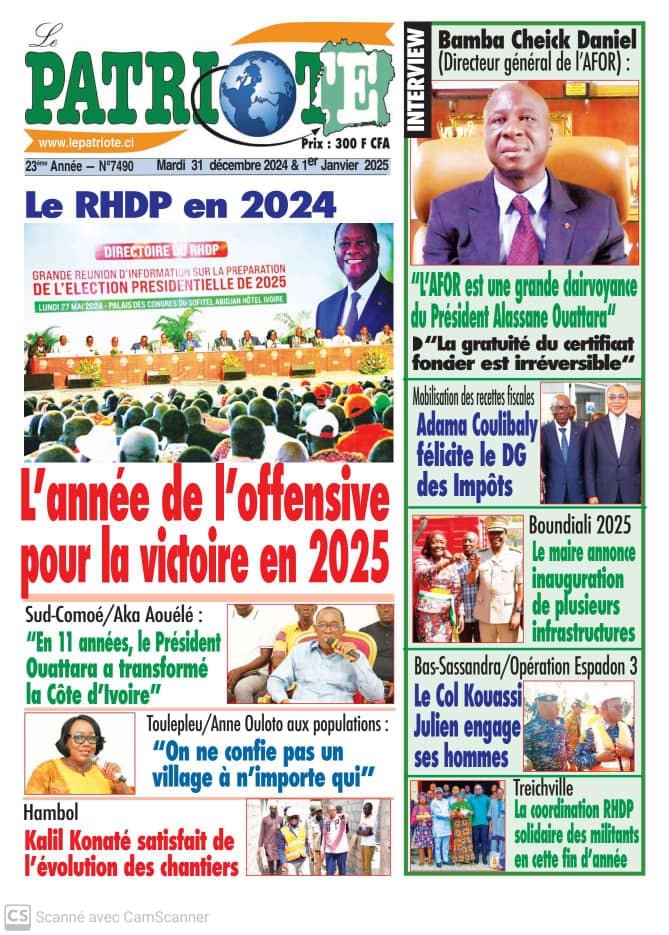 Le Patriote n° 7490 du Mardi 31 décembre 2024-Le RHDP en 2024 : l'année de l'offensive pour la victoire en 2025