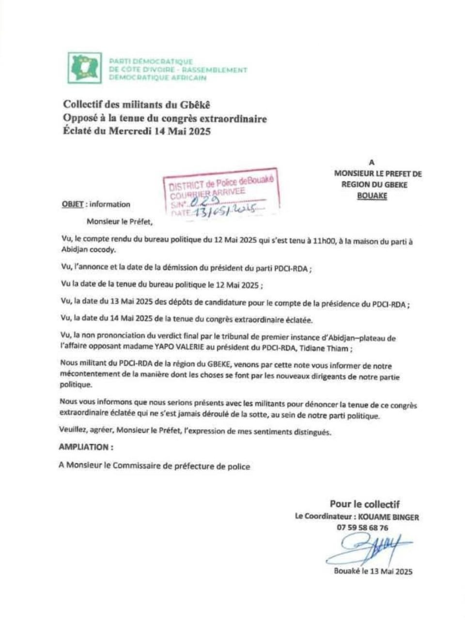 PDCI : Le Gbêkê dit non au congrès extraordinaire