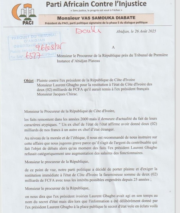 Gbagbo piégé par ses propres aveux : L'affaire des 2 milliards FCFA relancée