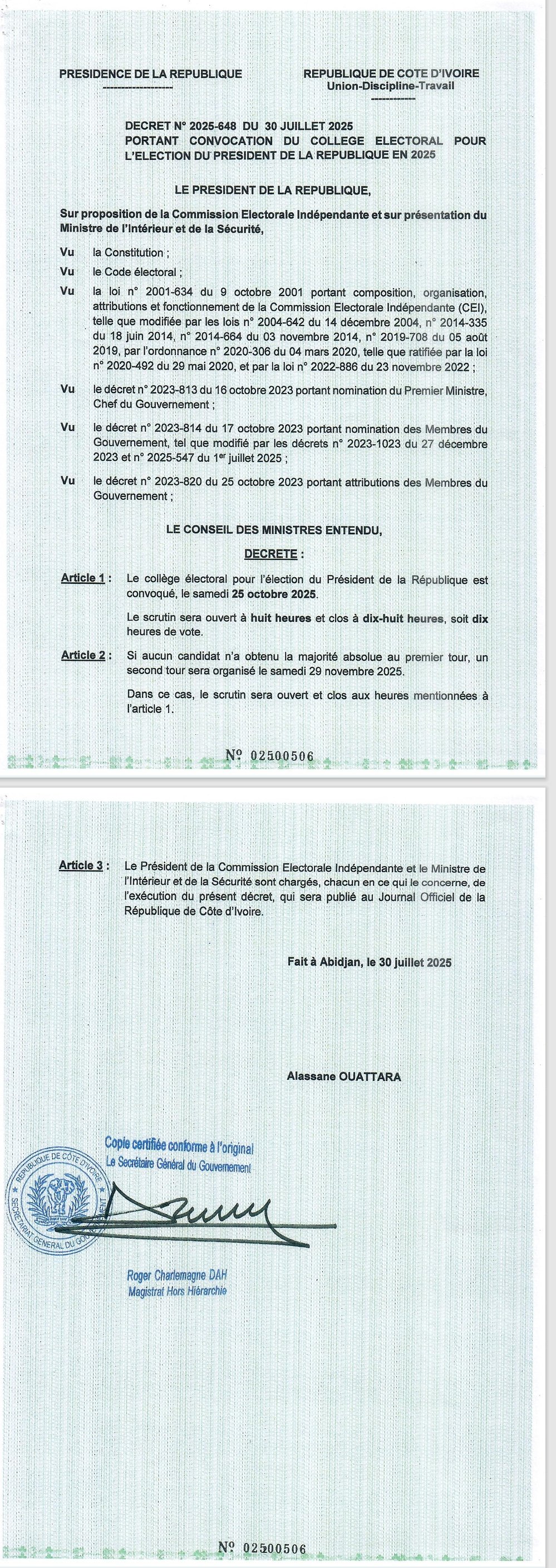 Convocation du collège électoral, nombre de lieux et bureaux de vote, durée de la campagne : Voici les trois décrets qui clarifient tout