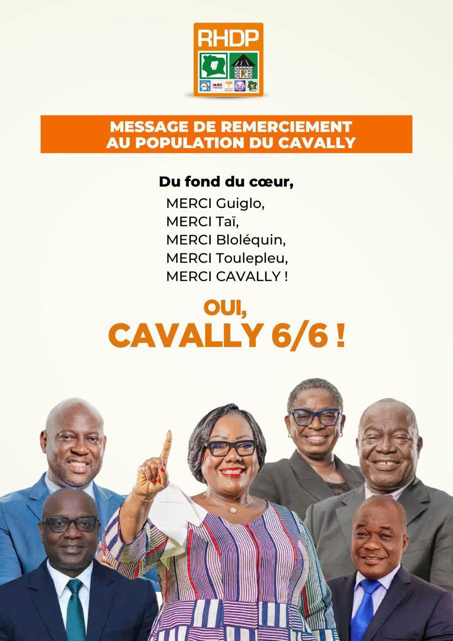 Législatives 2025 : Comment le RHDP a remporté les 6 sièges du Cavally