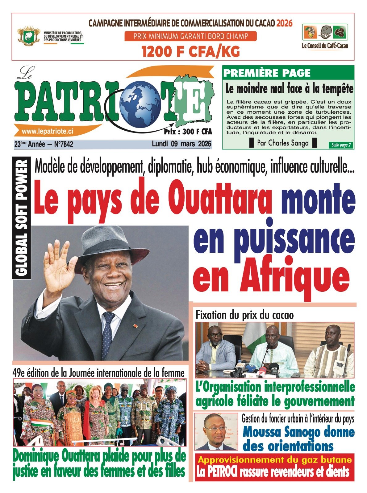 Le Patriote n°7842 du Lundi 09 Mars 2026 - Global soft power - Modèle de développement, diplomatie, hub économique, influence culturelle...: