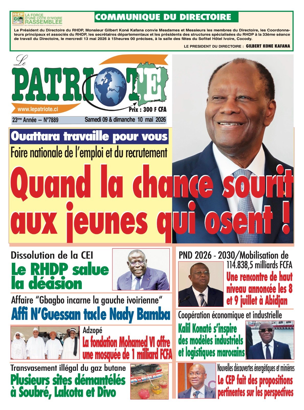 Le Patriote n°7889 du Samedi 09 Mai 2026 - Foire nationale de l’emploi et du recrutement : Quand la chance sourit aux jeunes qui osent !