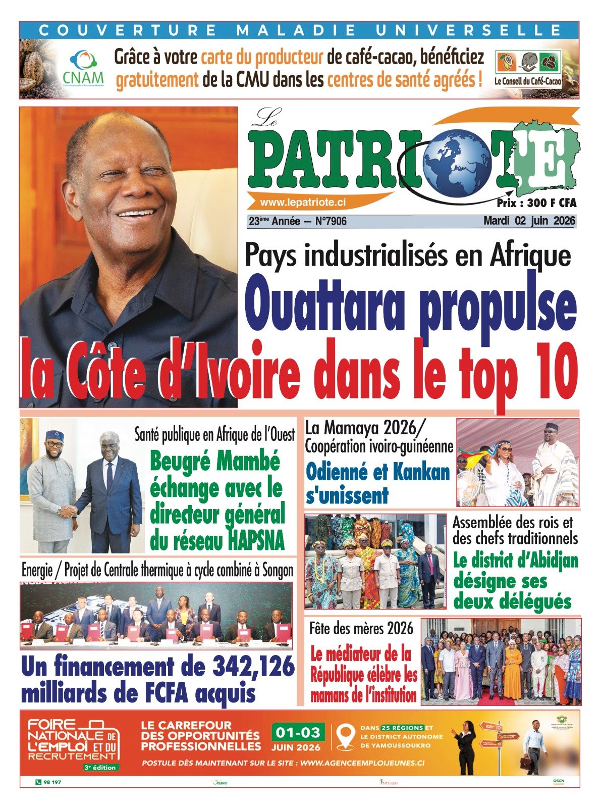 Le Patriote n°7905 du Mardi 02 Juin 2026 - Pays industrialisés en Afrique : Ouattara propulse la Côte d’Ivoire dans le top 10