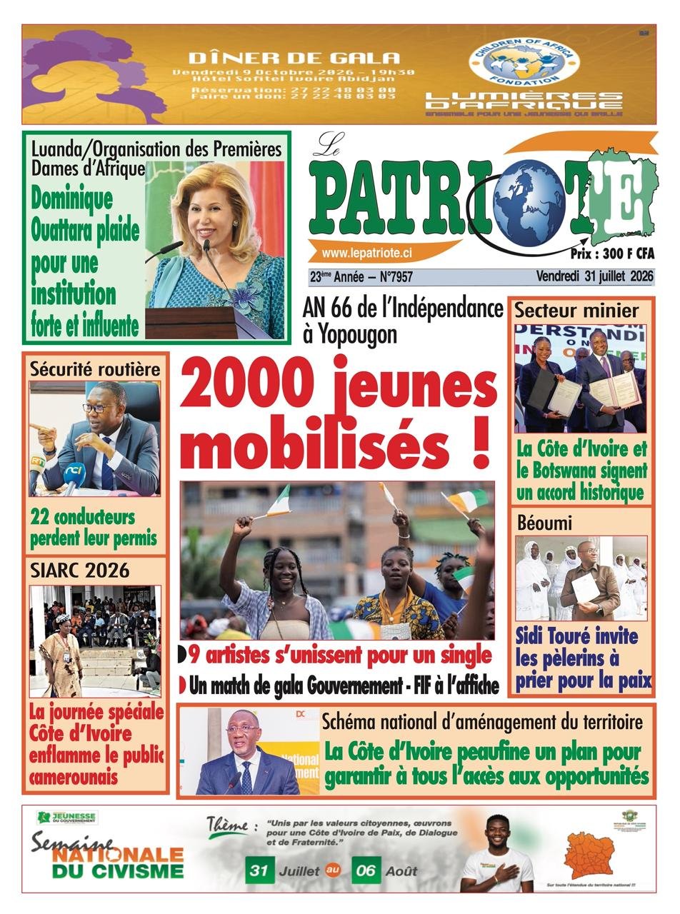 Le Patriote n°7957 du Vendredi 31 Juillet 2026 - AN 66 de l’Indépendance  à Yopougon