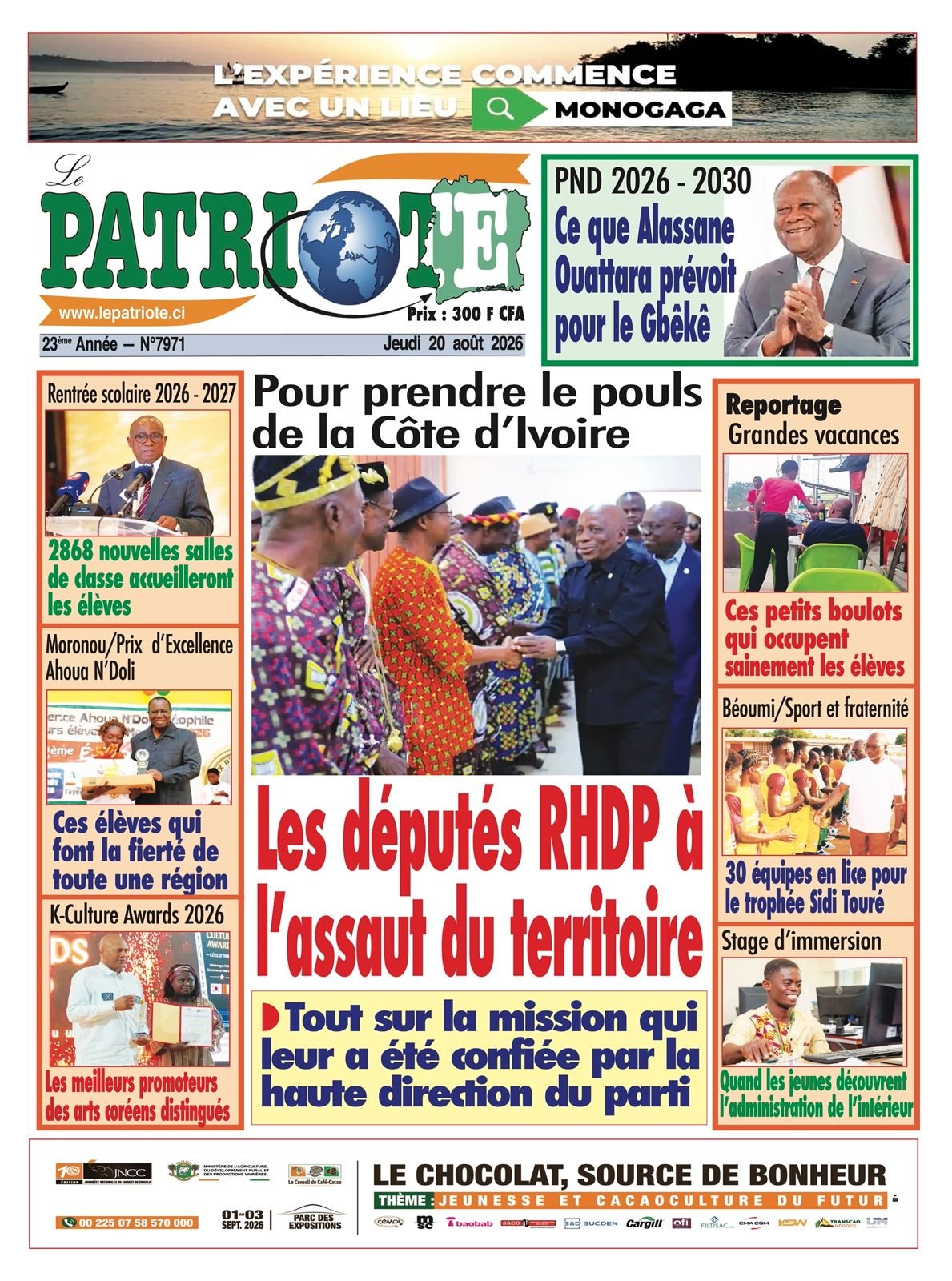 Le Patriote n°7971 du Jeudi 20 Août 2026 - Pour prendre le pouls de la Côte d’Ivoire : Les députés RHDP à l’assaut du territoire