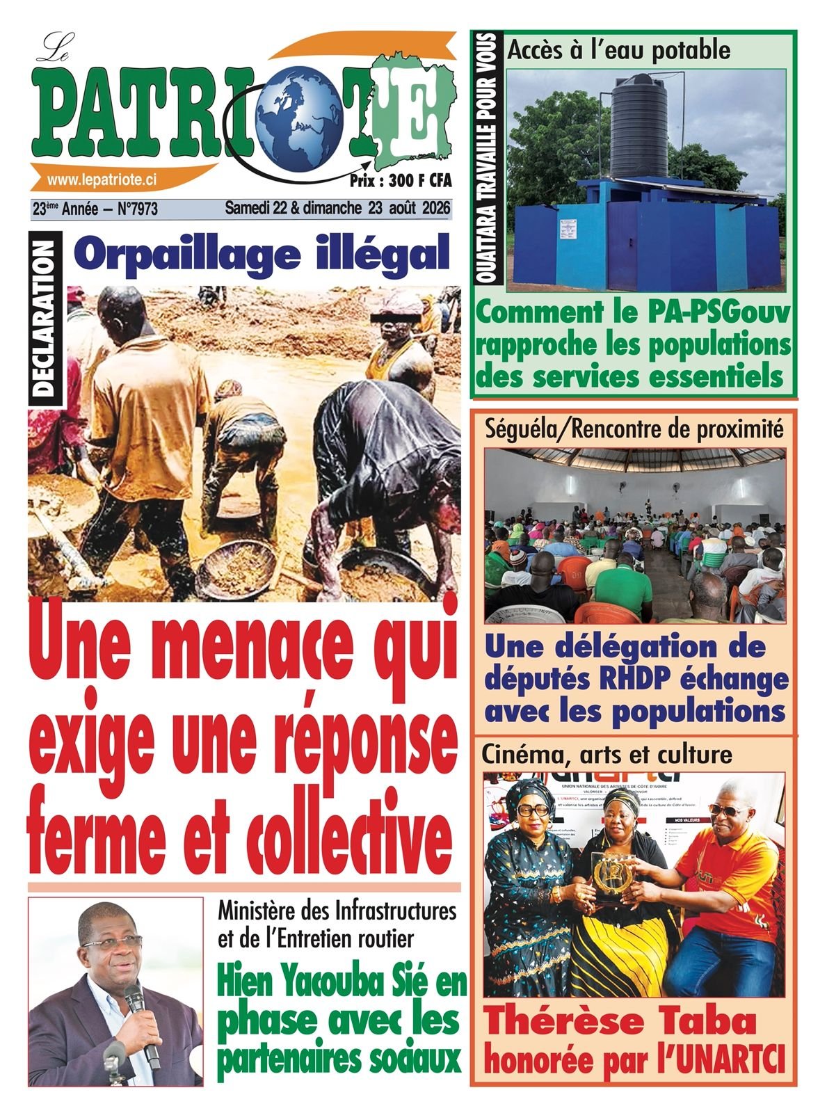 Le Patriote n°7973 du Samedi 22 Août 2026 - Orpaillage illégal :
